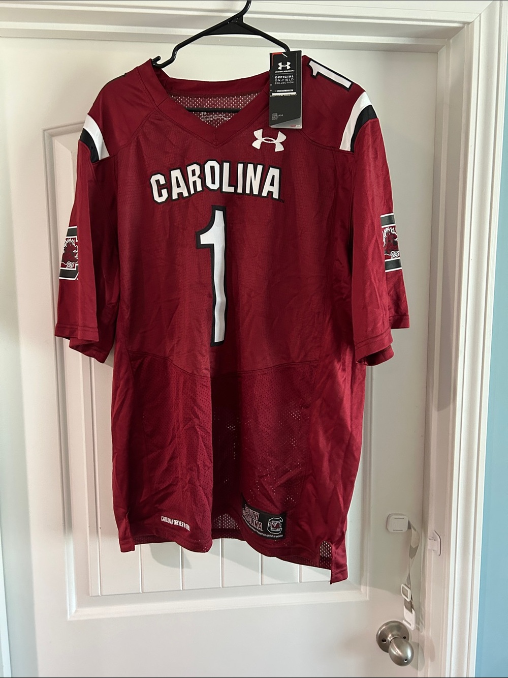Under Armour Garnet Carolina Football Jersey with White Accents #1